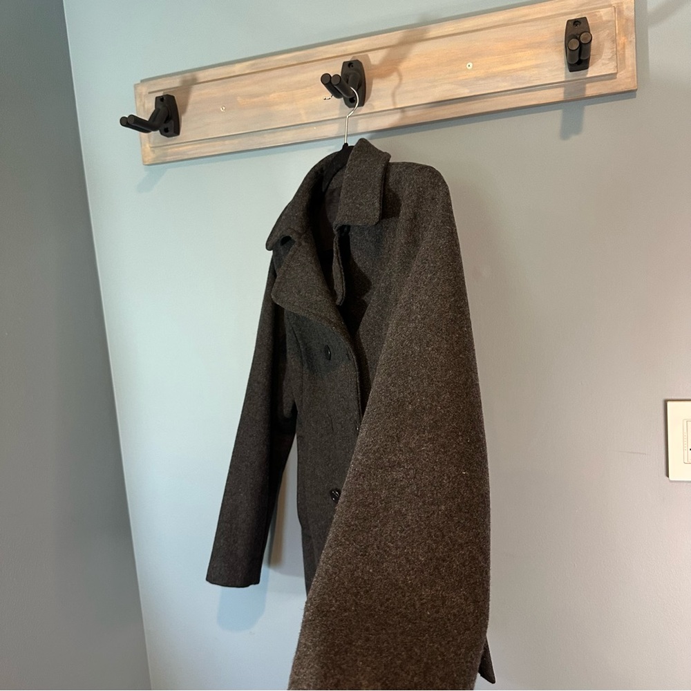 Women’s Warm Double Breasted Peacoat in Dark Grey - Picture 3 of 9